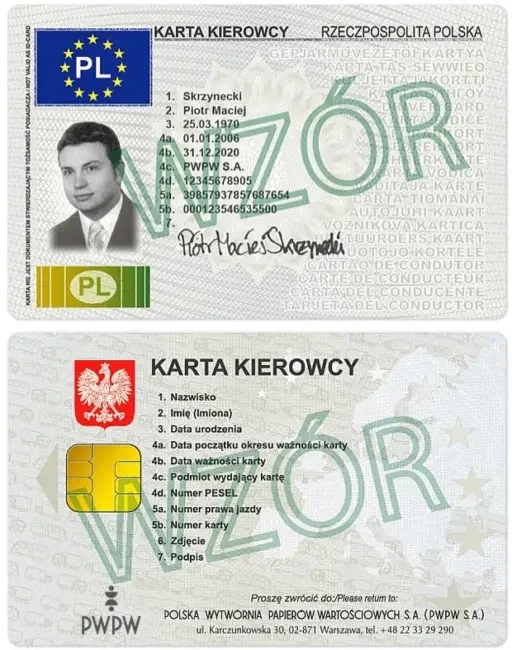 Wzór karty kierowcy