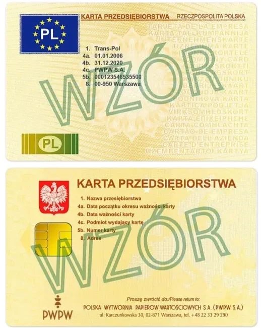 Wzór karty przedsiębiorstwa