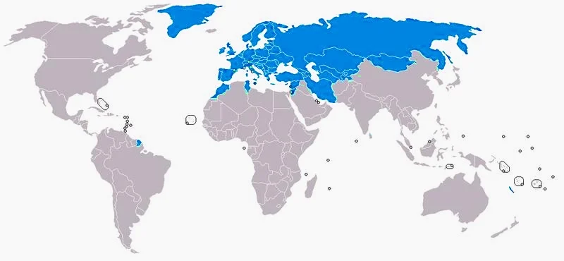 Kraje, które podpisały konwencje CMR - mapa